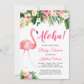 Aloha Luau Baby shower Tropische Floral Flamingo Kaart (Voorkant)