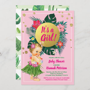 Aloha luau babymeisje douche roze goud kaart