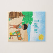 Aloha Luau Beach African American Boy Jigzaag Puzz Legpuzzel (Horizontaal)