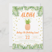 Aloha Luau Birthday Invitation Tropical Pineapple Kaart (Voorkant)