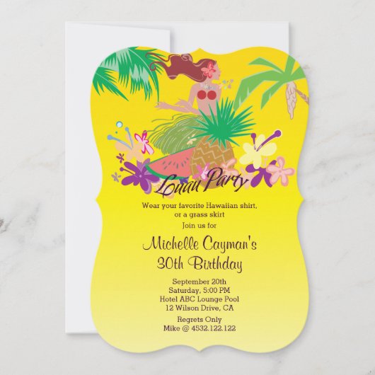Aloha Luau Birthday Party Kaart (Voorkant)