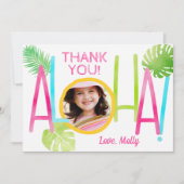 Aloha Luau Birthday Tropical Photo Bedankkaart (Voorkant)