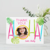 Aloha Luau Birthday Tropical Photo Bedankkaart (Staand voorkant)