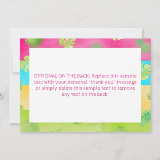 Aloha Luau Birthday Tropical Photo Bedankkaart (Achterkant)
