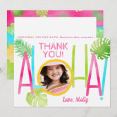 Aloha Luau Birthday Tropical Photo Bedankkaart (Voorkant / Achterkant)