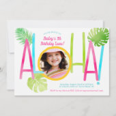 Aloha Luau Birthday Tropical Photo Kaart (Voorkant)