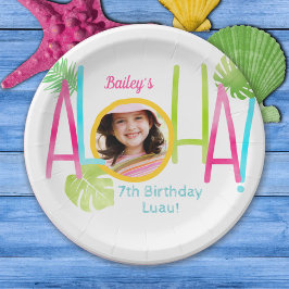 Aloha Luau Birthday Tropical Photo Papieren Bordje