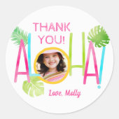 Aloha Luau Birthday Tropical Photo Ronde Sticker (Voorkant)