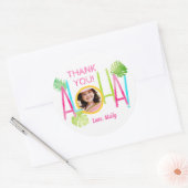 Aloha Luau Birthday Tropical Photo Ronde Sticker (Envelop)