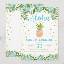 Aloha Luau Birthday Tropische ananas in Blue