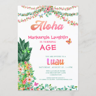 ALOHA Luau Elke Verjaardag Tropische Bloemen Anana Kaart