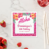 Aloha Luau Feest Glitter Tropische Hibiscus Papier Servet (Insitu)
