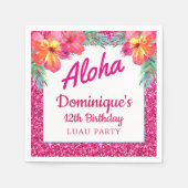 Aloha Luau Feest Glitter Tropische Hibiscus Papier Servet (Voorkant)