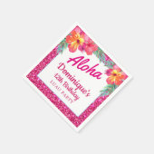 Aloha Luau Feest Glitter Tropische Hibiscus Papier Servet (Hoek)