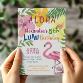 Aloha Luau Flamingo Verjaardag Kaart