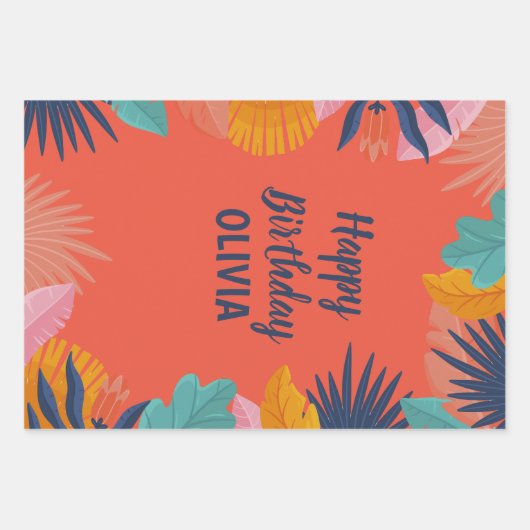 Aloha Luau gepersonaliseerde naam Meisje zomer ver Inpakpapier Vel (Voorkant 2)