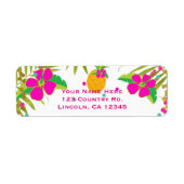 Aloha Luau Girls Tropical Birthday Party Etiket (Voorkant)
