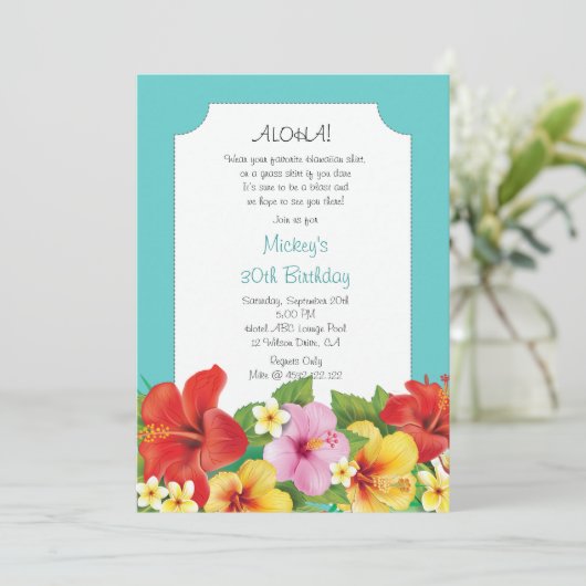 Aloha! Luau Hawaiian Birthday Party Kaart (Staand voorkant)