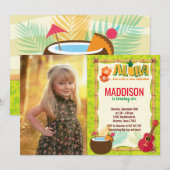Aloha Luau Hawaiian Tropical Summer Birthday Foto Kaart (Voorkant / Achterkant)