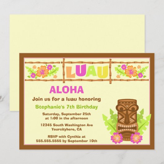 Aloha luau hibiscus op feestelijke feestdag kaart (Voorkant / Achterkant)