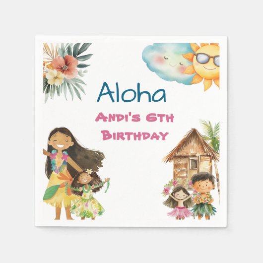 Aloha Luau Kinderverjaardag Servet (Voorkant)
