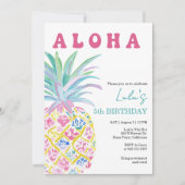 Aloha Luau Kinderverjaardagsfeest Uitnodiging (Voorkant)