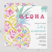 Aloha Luau Kinderverjaardagsfeest Uitnodiging (Voorkant / Achterkant)