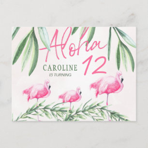 Aloha luau Laten we Flamingle tropisch verjaardags Briefkaart