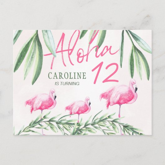 Aloha luau Laten we Flamingle tropisch verjaardags Briefkaart (Voorkant)