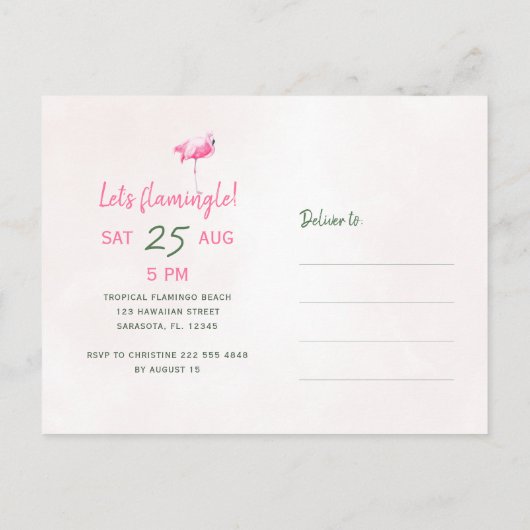 Aloha luau Laten we Flamingle tropisch verjaardags Uitnodiging Briefkaart (Achterkant)