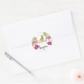 Aloha Luau Meisjes Tropische Flamingo Party Favor Ronde Sticker (Envelop)