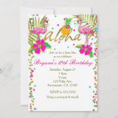Aloha Luau Meisjes Tropische Flamingo Verjaardagsf Kaart (Voorkant)