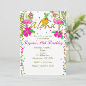 Aloha Luau Meisjes Tropische Flamingo Verjaardagsf Kaart (Staand voorkant)