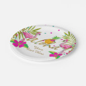 Aloha Luau Meisjes Tropische Flamingo Verjaardagsf Papieren Bordje (Gekanteld)