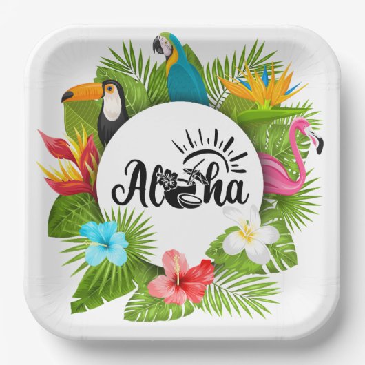 Aloha Luau Papieren Bordje (Voorkant)