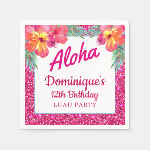 Aloha Luau Party Glitter Tropische Hibiscus Papier Servet