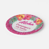Aloha Luau Party Glitter Tropische Hibiscus Papieren Bordje (Gekanteld)