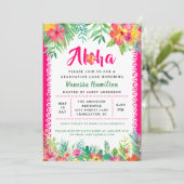 Aloha Luau Party Tropical Afstuderen Invitation Kaart (Staand voorkant)