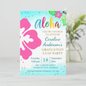 Aloha Luau Party Tropisch Hibiscus Afstuderen Kaart (Staand voorkant)