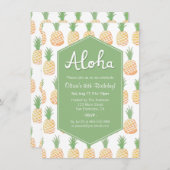 Aloha Luau Pineapple Birthday Party Invitations Kaart (Voorkant / Achterkant)