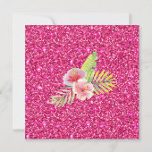 Aloha Luau Roze Glitter Tropisch Vierkant Versie 2 (Achterkant)