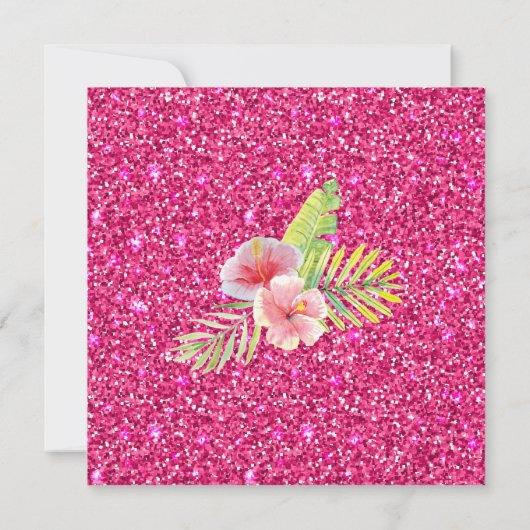 Aloha Luau Roze Glitter Tropisch Vierkant Versie 2 (Achterkant)