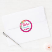 Aloha Luau Roze Tropische Hibiscus Ronde Sticker (Envelop)