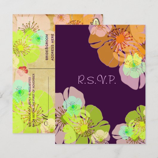 Aloha/ Luau RSVP briefkaarten, voor 5x7 uitnodigin Uitnodiging Briefkaart (Voorkant / Achterkant)