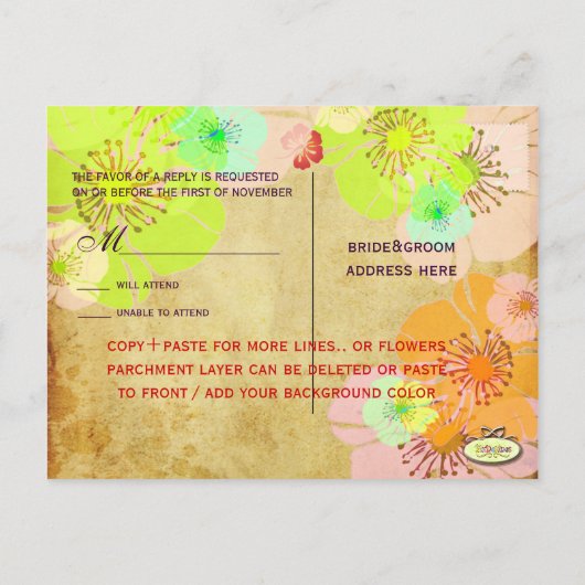 Aloha/ Luau RSVP briefkaarten, voor 5x7 uitnodigin Uitnodiging Briefkaart (Achterkant)
