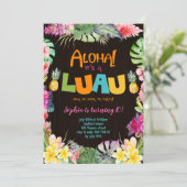 Aloha Luau Rustic Tropical Summer Girl Birthday Kaart (Staand voorkant)