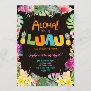 Aloha Luau Rustic Tropical Summer Girl Birthday Kaart