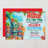Aloha Luau Tiki Verjaardagsfeestje Kaart (Voorkant / Achterkant)