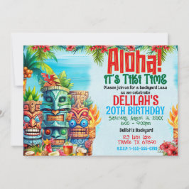 Aloha Luau Tiki Verjaardagsfeestje Kaart