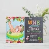 Aloha Luau Tropical 1e Verjaardag uitnodiging (Staand voorkant)